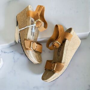 BIRKENSTOCK Papillio Soley Embossed Orange Wedge Sandals
